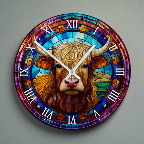 BooBoo Highland Cow Suncatcher Effect Clock